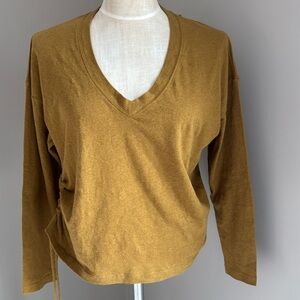 LS Linen Gather Tee olive skull brand